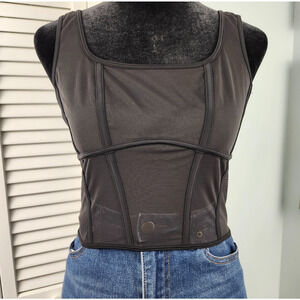 Y2K No Boundaries Black Sheer Cropped Tank Large Juniors bodycon fit Festival